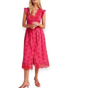 Anthropologie Pink Midi Dress